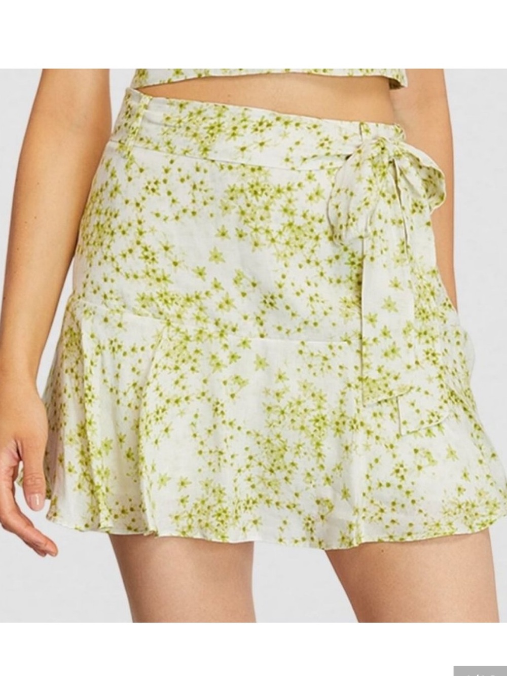 All Saints Frida Amanzi Ditsy Floral Print Mini Skirt/Skort Lime Green Sz 12 NWT
